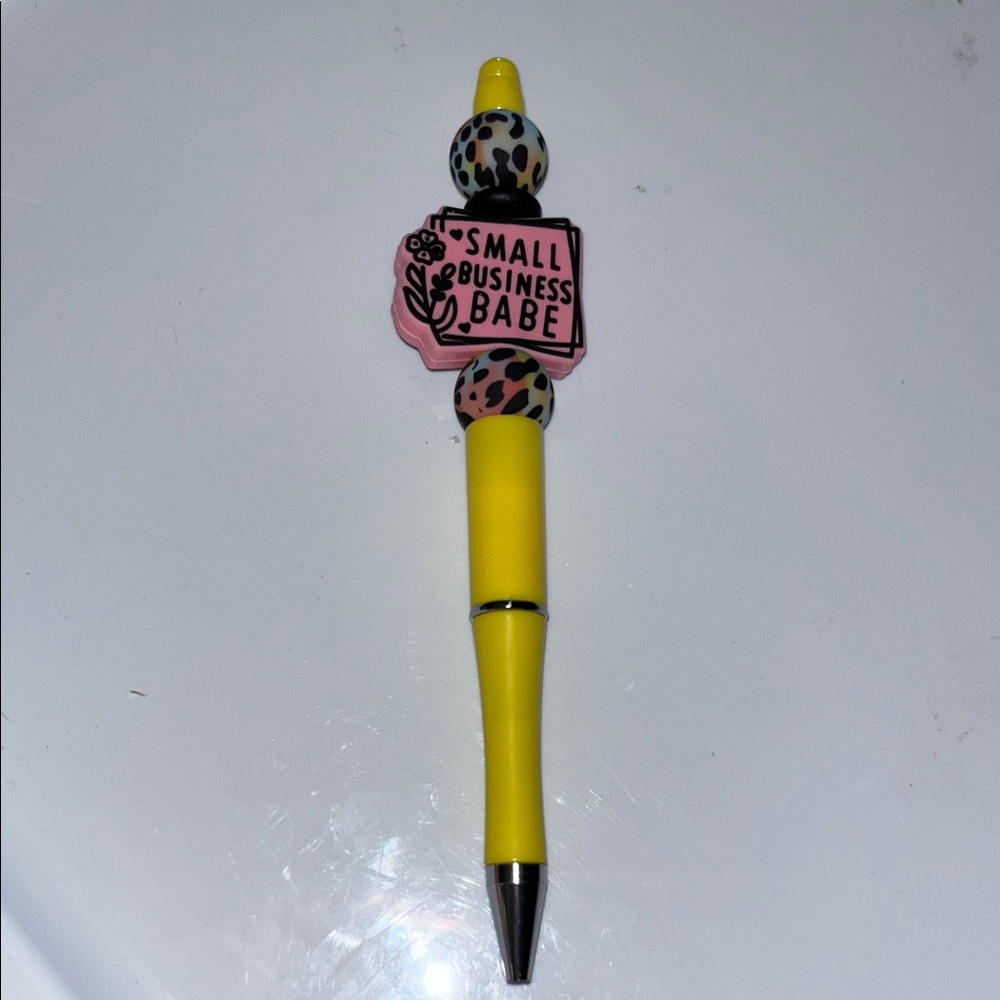 Yellow and Pink Leopard Print Pen